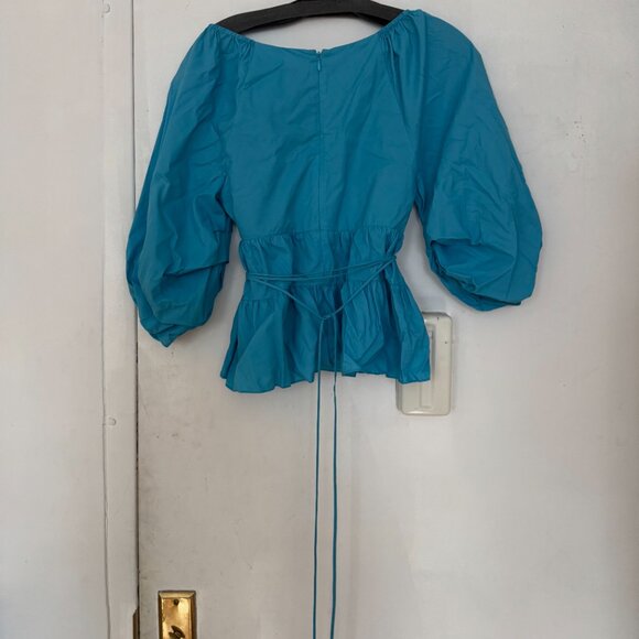 STAUD Luna poplin top in blue - Picture 4 of 4